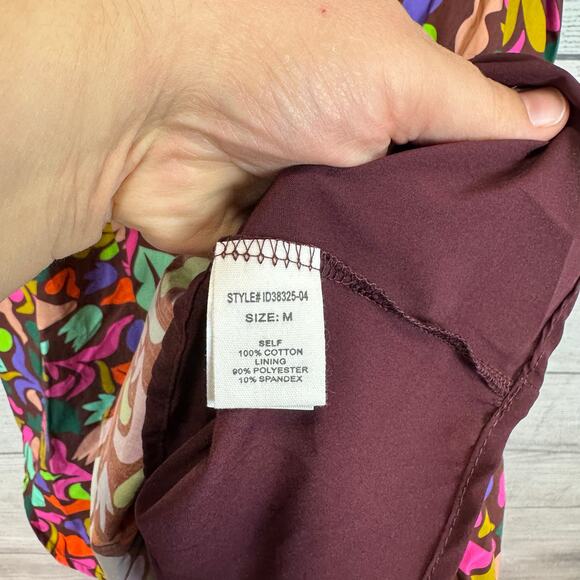 Peach Love Women's Square Neck Puff Sleeve Burgundy Colorful Dress Size Medium - Picture 6 of 8